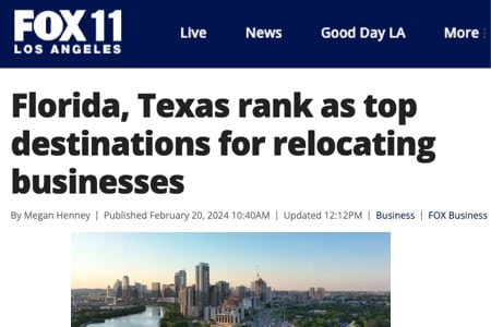 florida texas named top destinations for relocating businesses